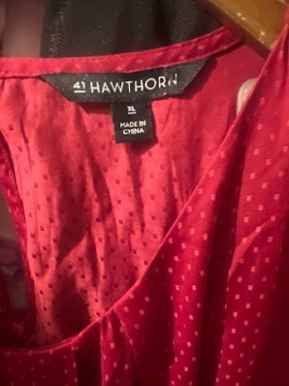 41 Hawthorn Crimson Red Long-Sleeve Pleated Dot Blouse - Picture 2 of 2